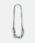 Chunky chain knitted string necklace on a pale grey background